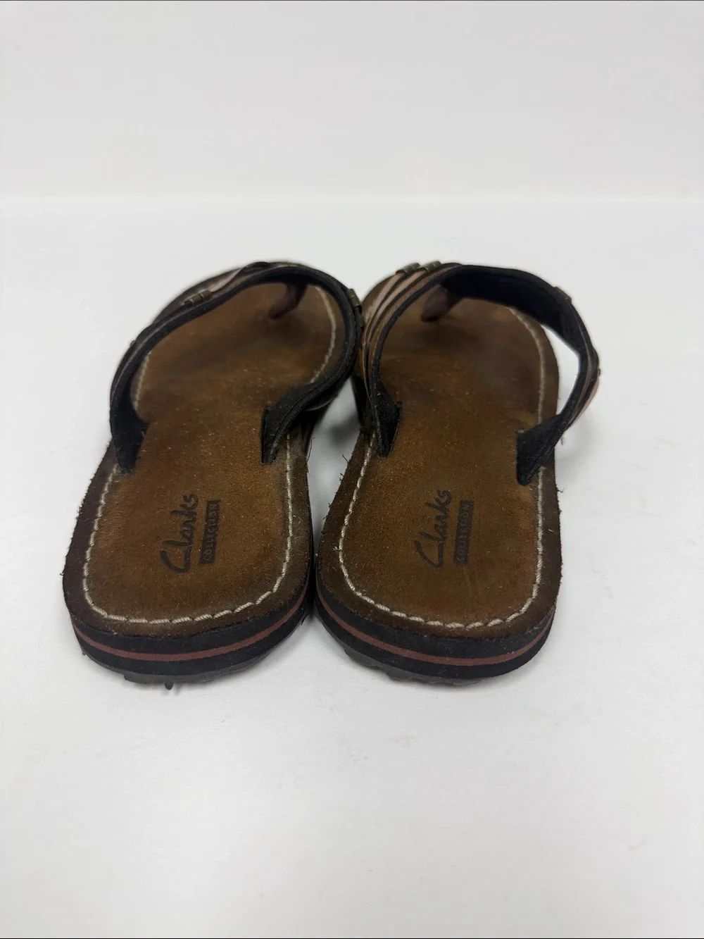 Clarks Men's Tan & Brown Leather Thong Sandals